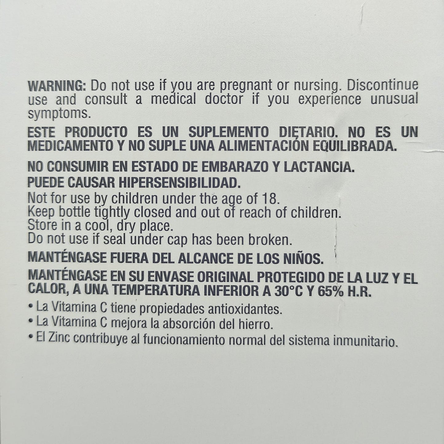 100 Cápsulas de Vitamina C + Zinc | Healthy America