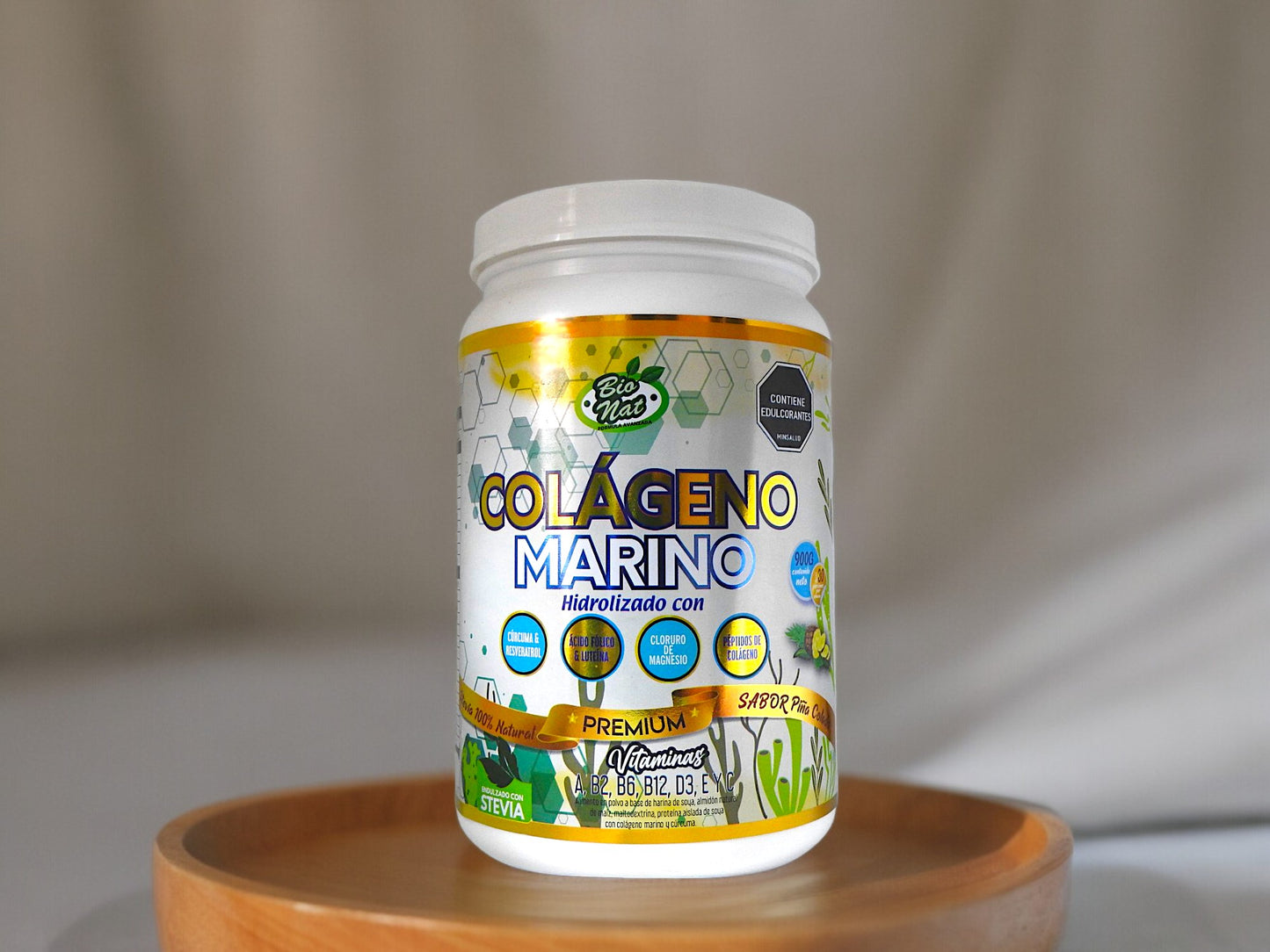 Colágeno Marino Hidrolizado+ Vitaminas + Cloruro de Magnesio, Cúrcuma + Resveratrol