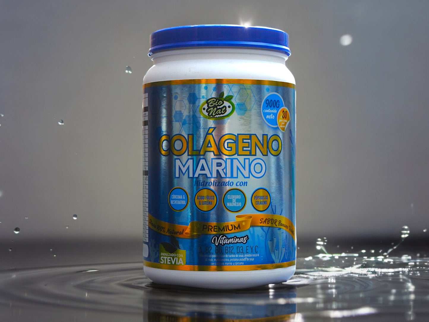 Colágeno Marino Hidrolizado+ Vitaminas + Cloruro de Magnesio, Cúrcuma + Resveratrol
