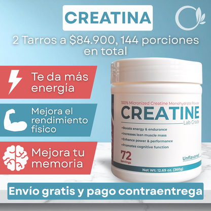 x2 Unidades Monohidrato de Creatina Puro 144 Porciones