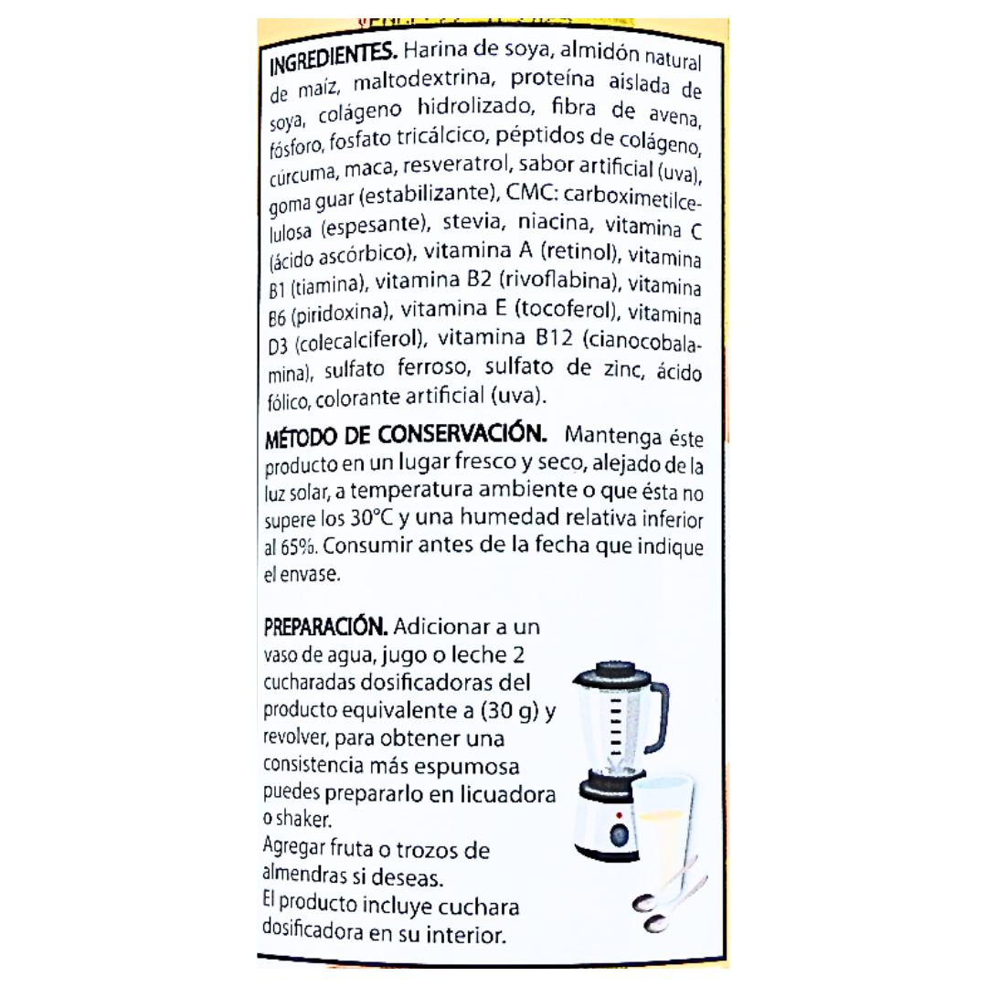 Ingredientes Colágeno Hidrolizado Sabor Uva