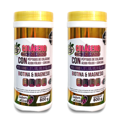 Colágeno Hidrolizado en Polvo, con Ácido Fólico y Mangesio. Sirve la piel y el cabello.