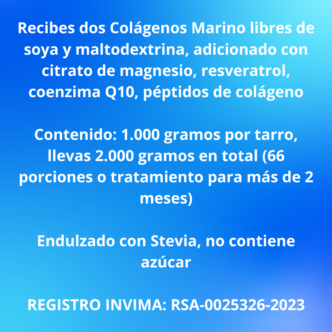 x2 Colágenos Marino Golden 2kg Citrato Magnesio y Coenzima Q10-Salud y belleza > Cuidado de la salud > Nutrición y actividad física > Vitaminas y complementos > Colágeno-Naturales y Saludables-Naturales y Saludables