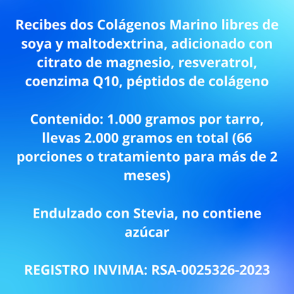 x2 Colágenos Marino Golden 2kg Citrato Magnesio y Coenzima Q10-Salud y belleza > Cuidado de la salud > Nutrición y actividad física > Vitaminas y complementos > Colágeno-Naturales y Saludables-Naturales y Saludables