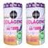 Dos frascos de colágeno hidrolizado Bio ProNat con 13 vitaminas y 7 minerales, sabor uva, endulzado con stevia