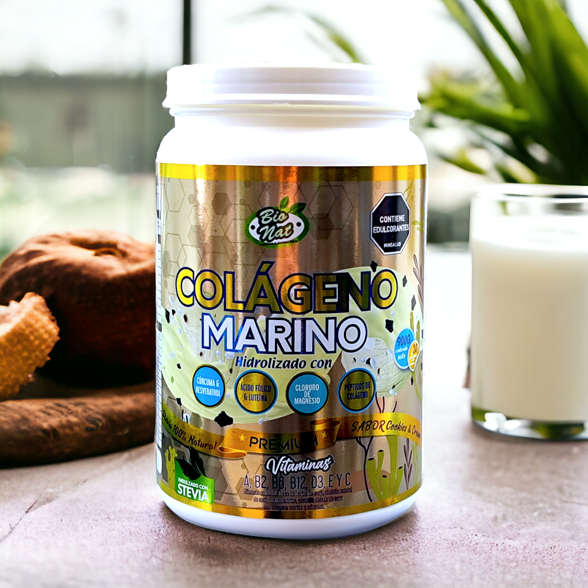 2 Tarros de COLÁGENO MARINO + Vitaminas + Magnesio, Cúrcuma + Resveratrol