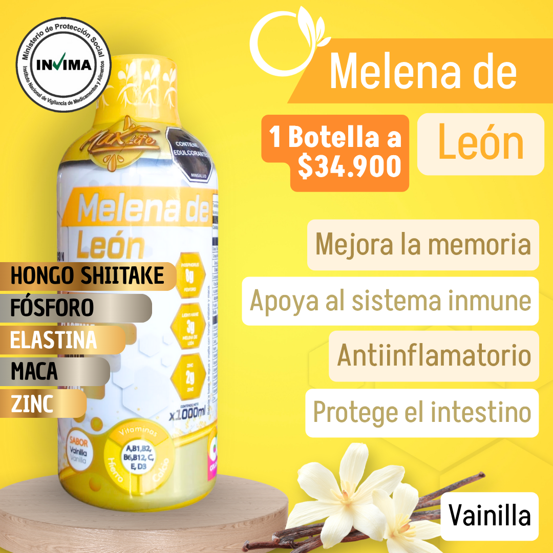 Melena De León Digestión Y Salud Cerebral Vainilla