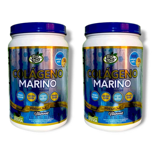 2 Tarros de COLÁGENO MARINO + Vitaminas + Magnesio, Cúrcuma + Resveratrol