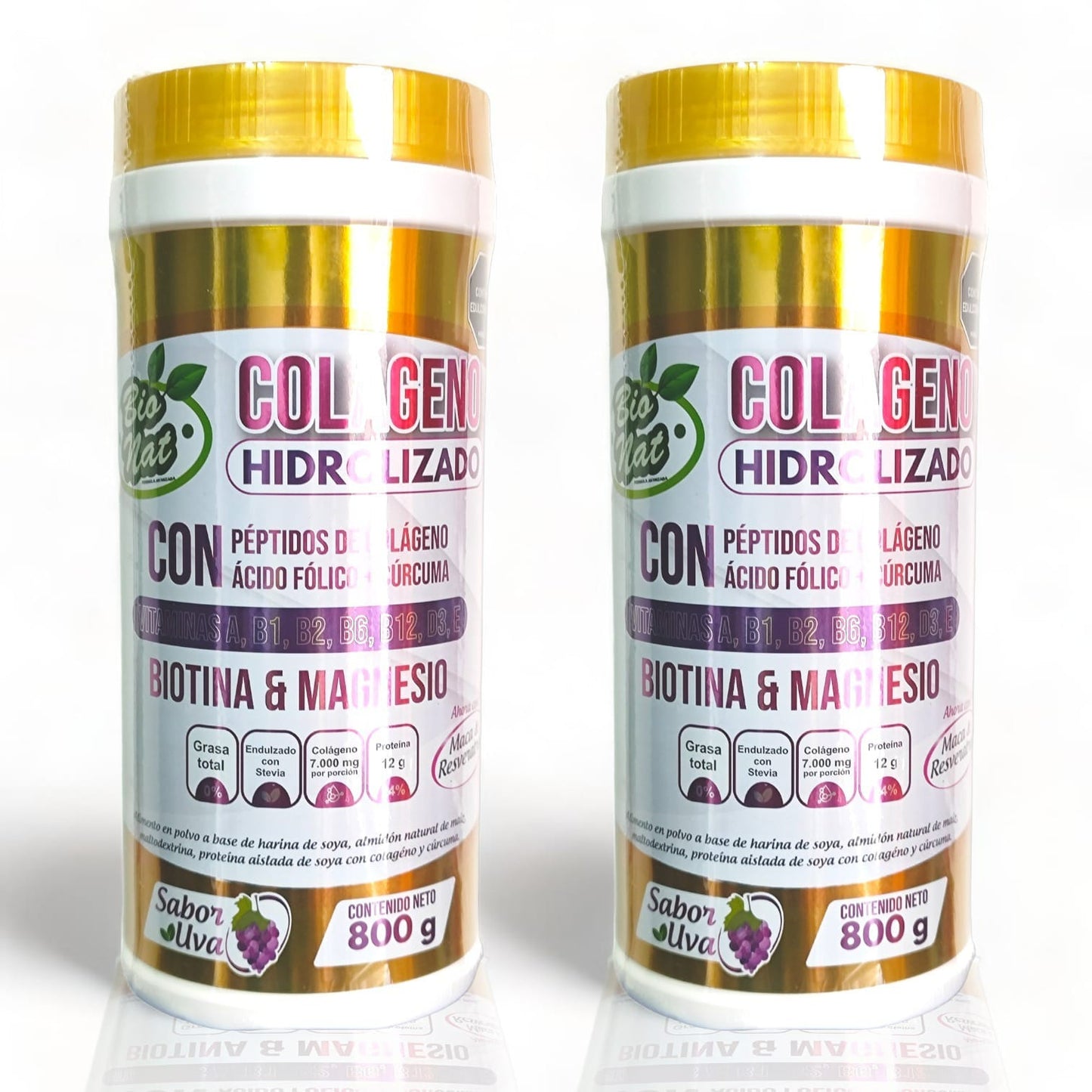 Colágeno Hidrolizado X 2 Tarros + Biotina + Magnesio + Ácido fólico + Cúrcuma