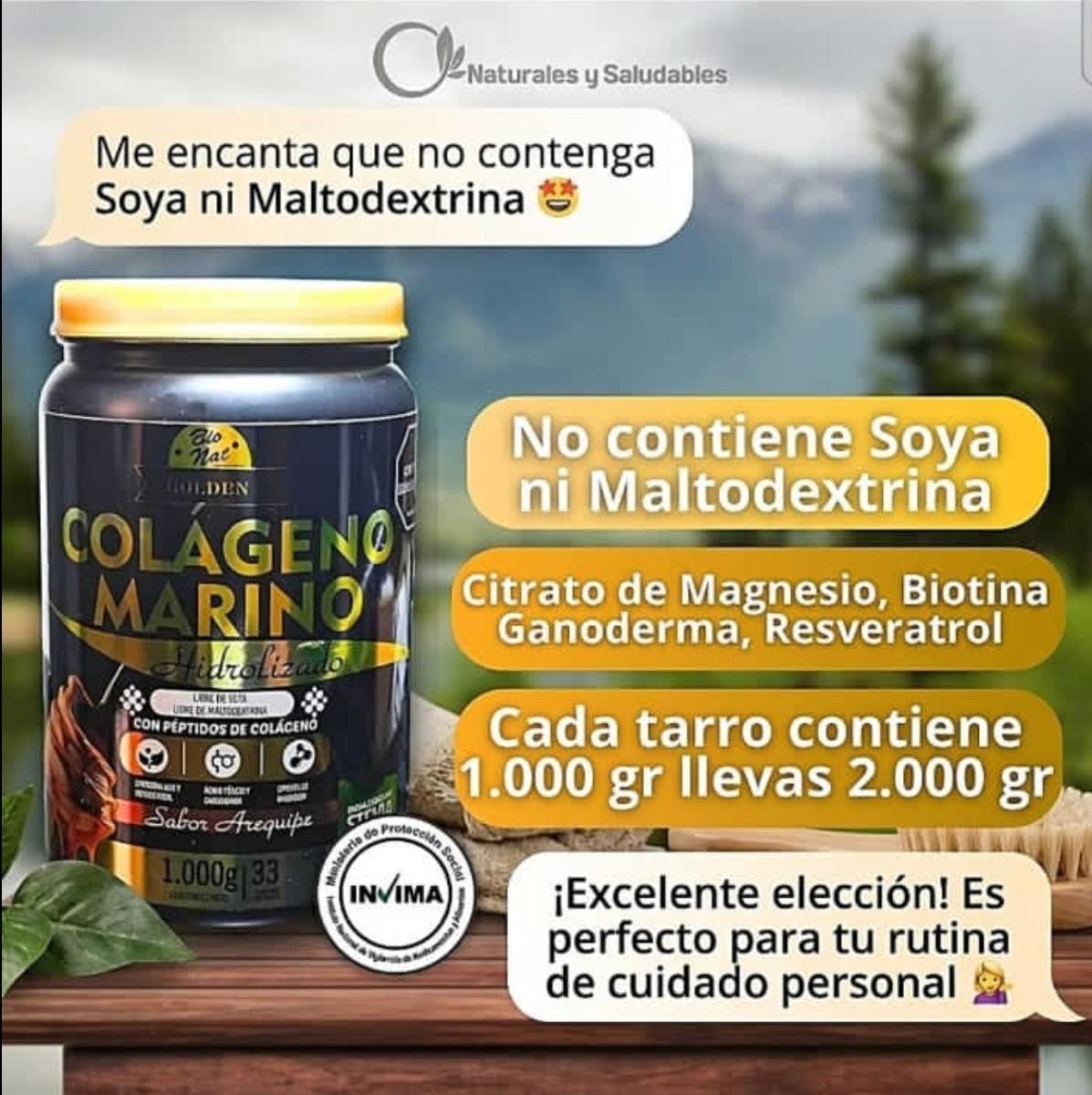 Colágenos Marino Golden 2kg Citrato Magnesio y Coenzima Q10 x 2 unidades