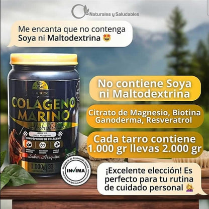 Colágenos Marino Golden 2kg Citrato Magnesio y Coenzima Q10 x 2 unidades