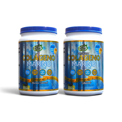 2 Tarros de COLÁGENO MARINO + Vitaminas + Magnesio, Cúrcuma + Resveratrol