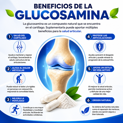 Glucosamina con  Magnesio + Curcuma + Calcio x2 Unidades