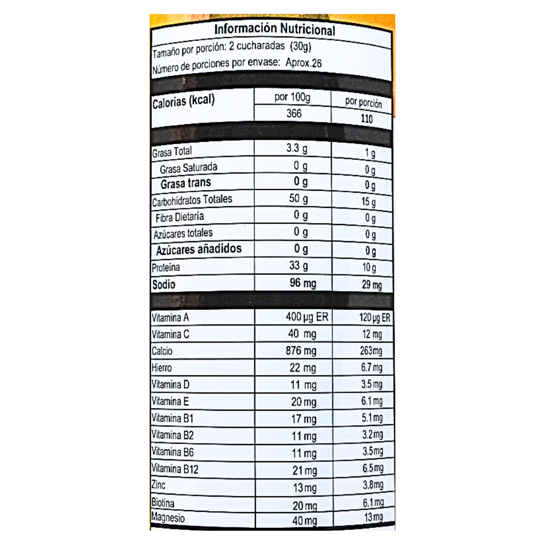 Información Nutricional Colágeno Hidrolizado Sabor Uva