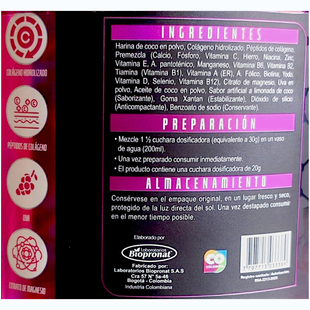 Colágeno Hidrolizado libre de soya y maltodextrina sin edulcorantes