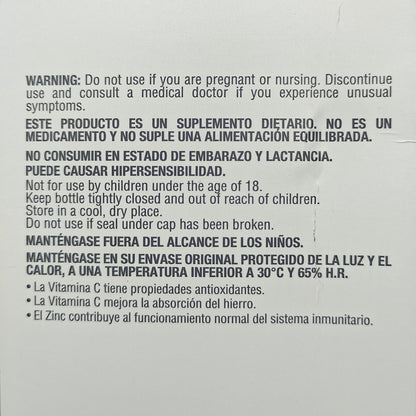 100 Cápsulas de Vitamina C + Zinc | Healthy America