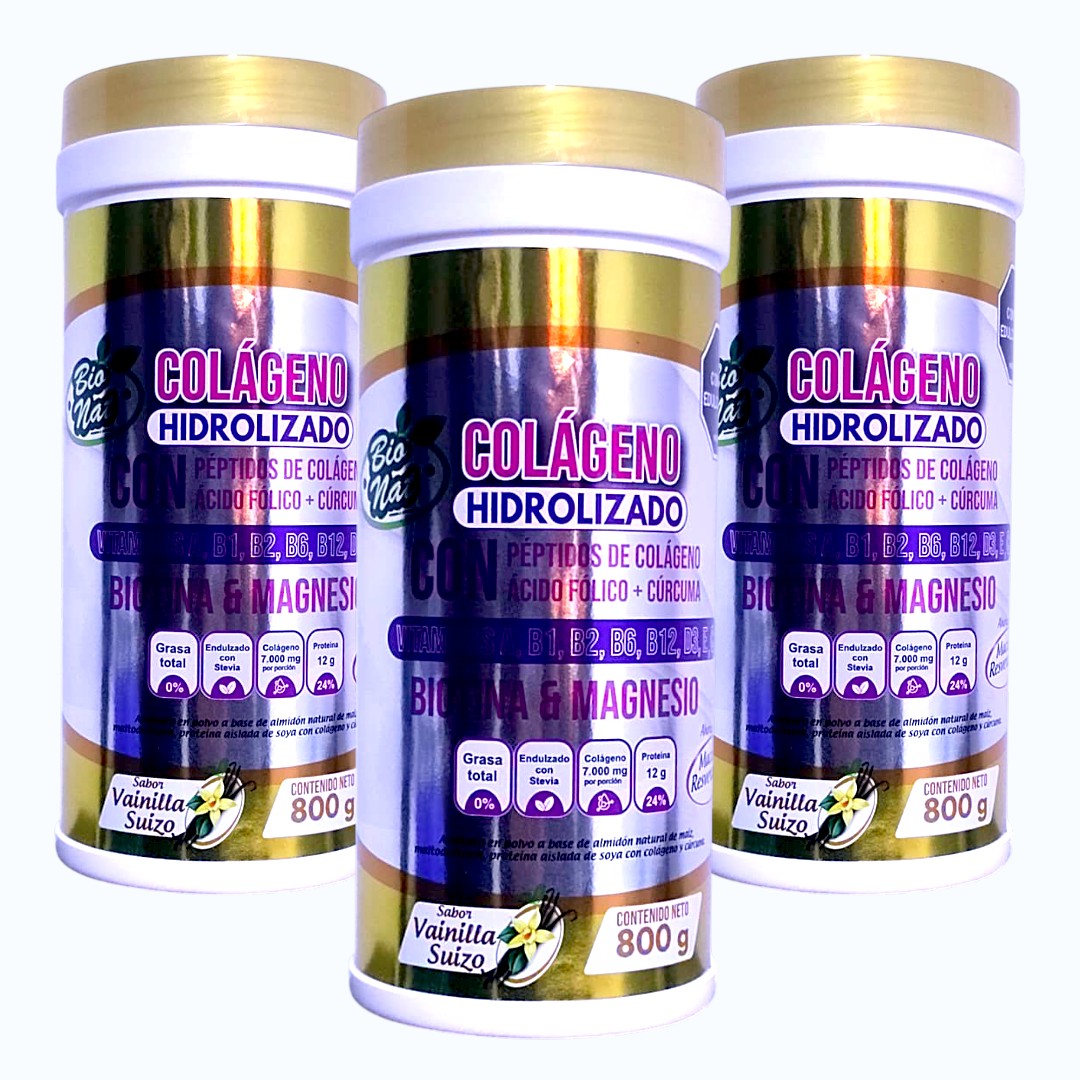 Colágeno Hidrolizado Dorado + Complejo B + Ácido Fólico y Cúrcuma