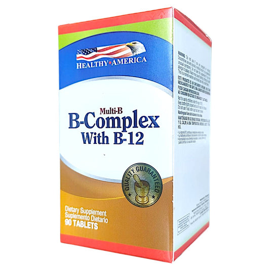 90 Cápsulas de Complejo B + Vitamina B12 | Healthy America