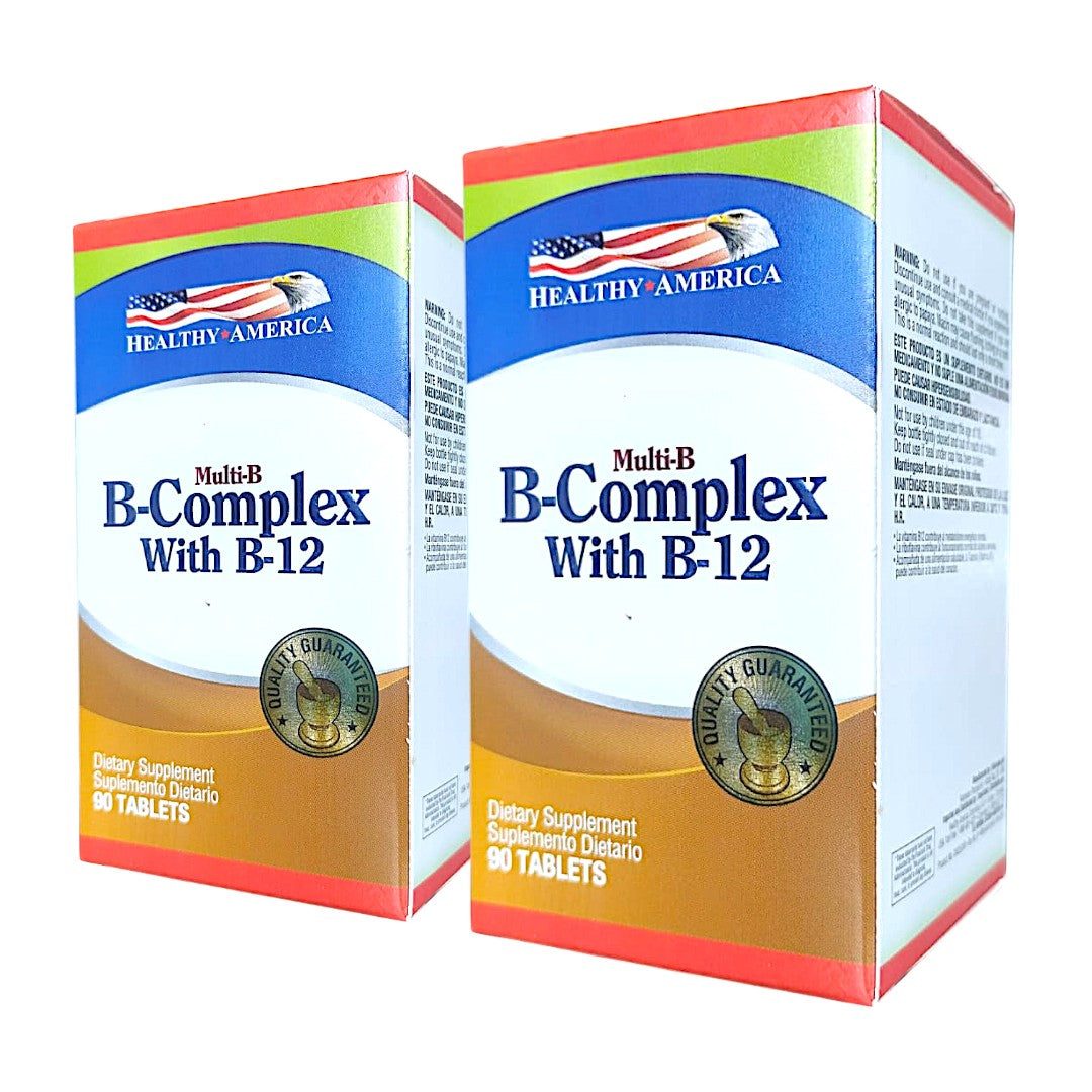 90 Cápsulas de Complejo B + Vitamina B12 | Healthy America