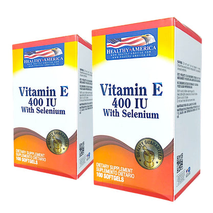 100 Cápsulas de VItamina E + Selenio | Healthy America