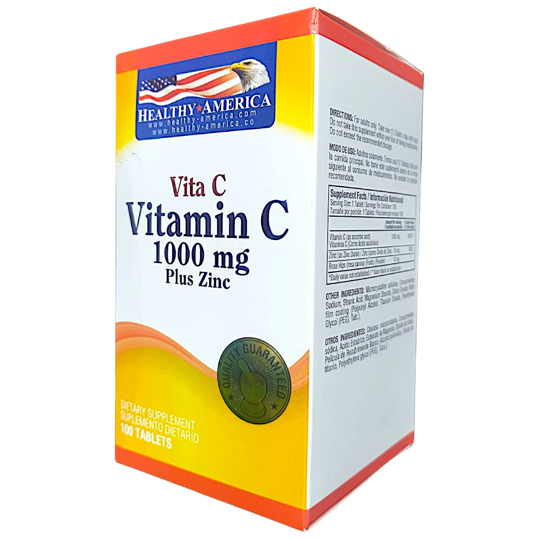 100 Cápsulas de Vitamina C + Zinc | Healthy America