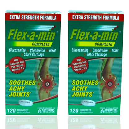 Suplemento Flex-a-min Complete para articulaciones con glucosamina, condroitina y cartílago de tiburón, caja verde