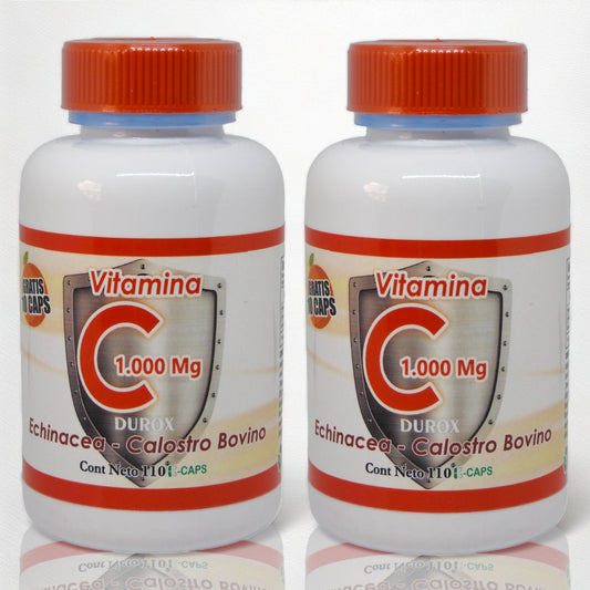 ¡Promoción! 2 frascos cápsulas de VITAMINA C + Hechinacea + Calostro Bovino